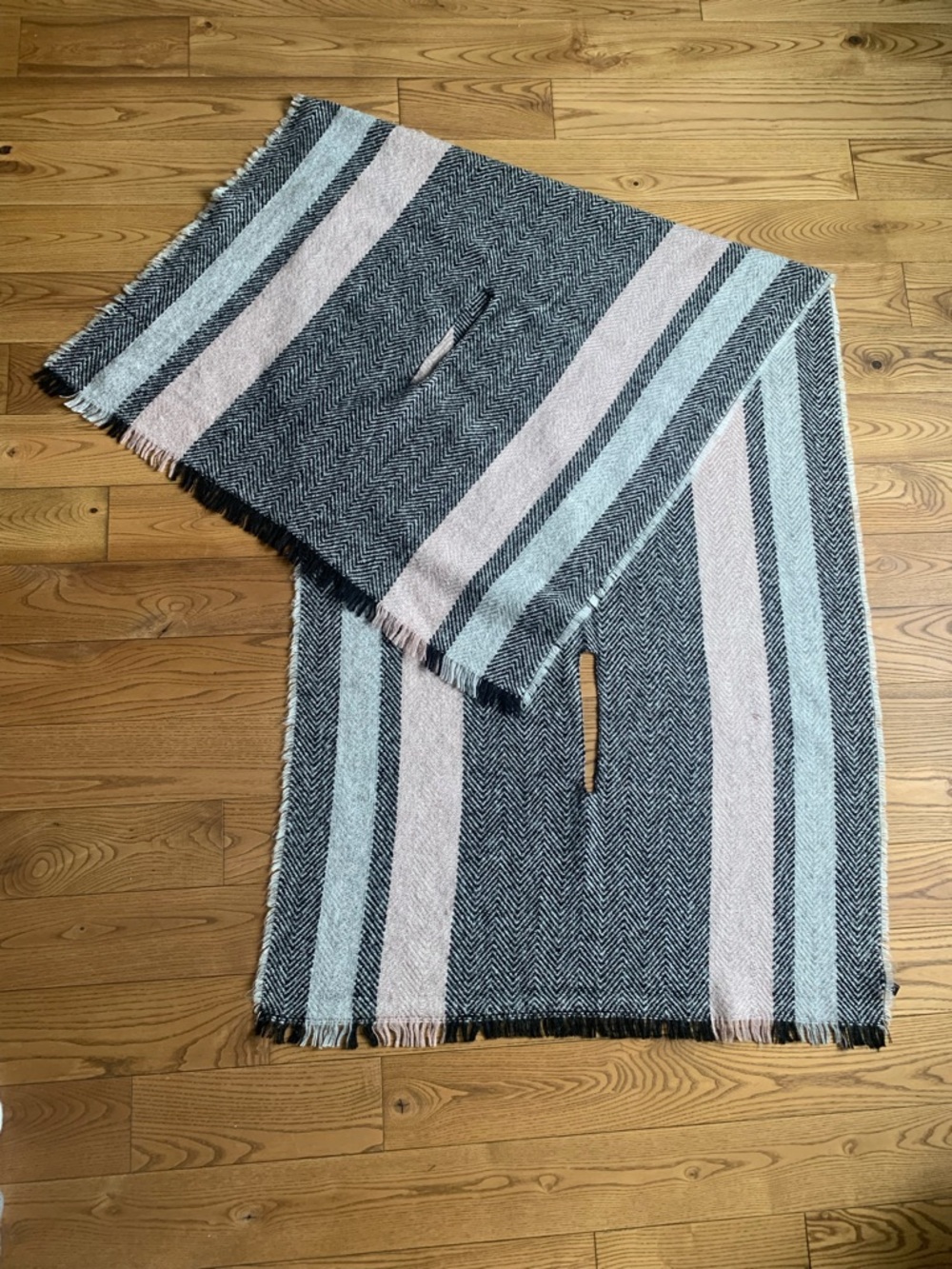 Black, White, Grey and Pink Cozy Chevrons Poncho Cape